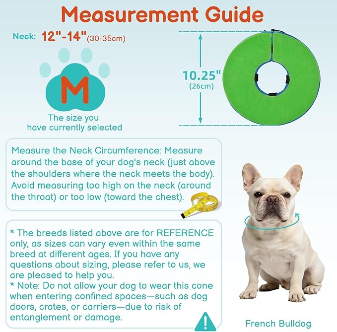 Sponge Dog Cone After Surgery, No Inflation Required Dog Donut Collar to Stop Licking, Inflatable Cone Alternatives for Medium Pets, Soft Recovery Collar with Protective Shield (Green Blue, M)