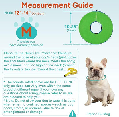 Sponge Dog Cone After Surgery, No Inflation Required Dog Donut Collar to Stop Licking, Inflatable Cone Alternatives for Medium Pets, Soft Recovery Collar with Protective Shield (Green Blue, M)