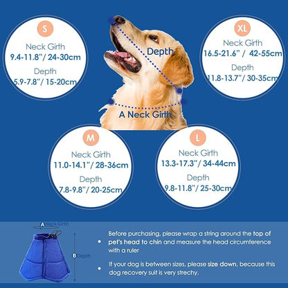 SUNFURA Dog Cone - Soft Cone for Dogs to Stop Licking, Pet E-Collar Alternative After Surgery, Adjustable Pet Recovery Collar for Wound Healing, Black Large