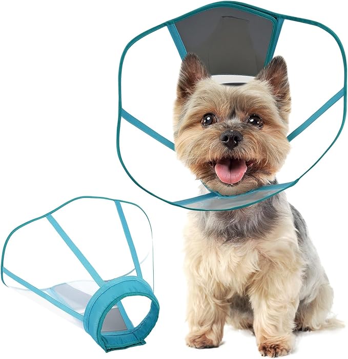 Clear Dog Cone, Elizabethan Collar for Dogs to Stop Licking, Plastic Pet E-Collar Alternative After Surgery, Adjustable Dog Recovery Cone for Wound Healing