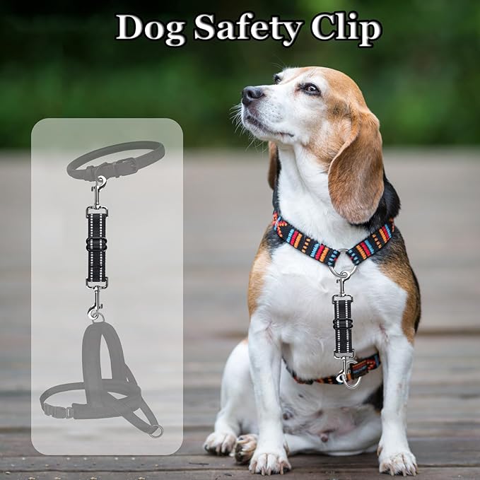 Dog Safety Clip,Prong Collar Safety Clip,Dog CollarClip Adjustable Reflective Nylon Puppy Collar Backup Collar Pet Collar Harness Connector Backup Clasp (Dark Blue)