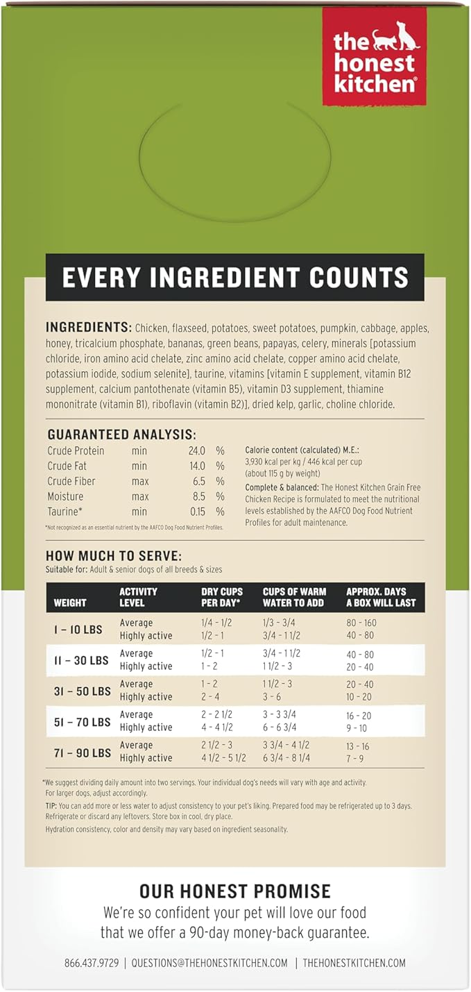 The Honest Kitchen Human Grade Wholemade™ Dehydrated Dog Food, Grain Free Chicken, 10 lb (makes 40lbs)