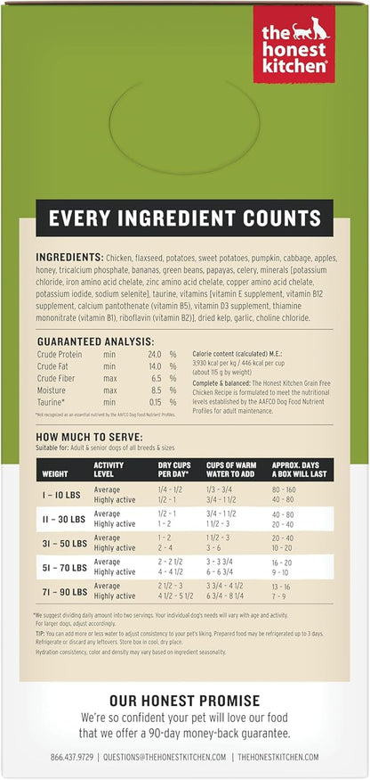 The Honest Kitchen Human Grade Wholemade™ Dehydrated Dog Food, Grain Free Chicken, 10 lb (makes 40lbs)
