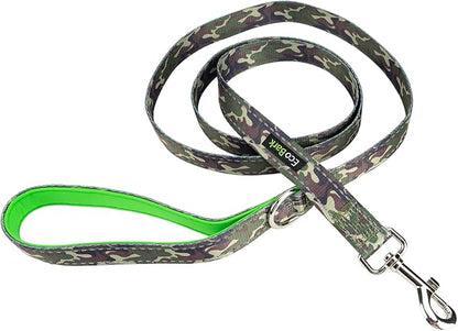 EcoBark Dog Leash - Soft & Reflective Comfort Leashes with Padded Handle - Safe, Strong, & Durable for Small, Medium or Large Dogs (Camo)