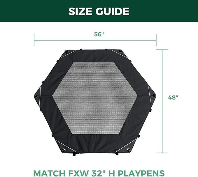 FXW Homeplus Indoor Dog Playpen with Hexagon Mesh Top Cover for Escape Prevention, 32 Inch 6 Panels Heavy Duty Dog Pen for Small and Medium Dogs, White│Patented