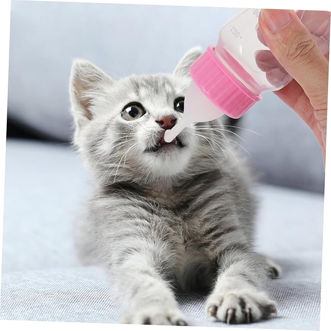KESYOO 2PCS Leak Proof Kitten Milk Bottle Sturdy Plastic PET Feeder Nipple for Nursing Small Cats and Puppies for Newborn Animal Feeding