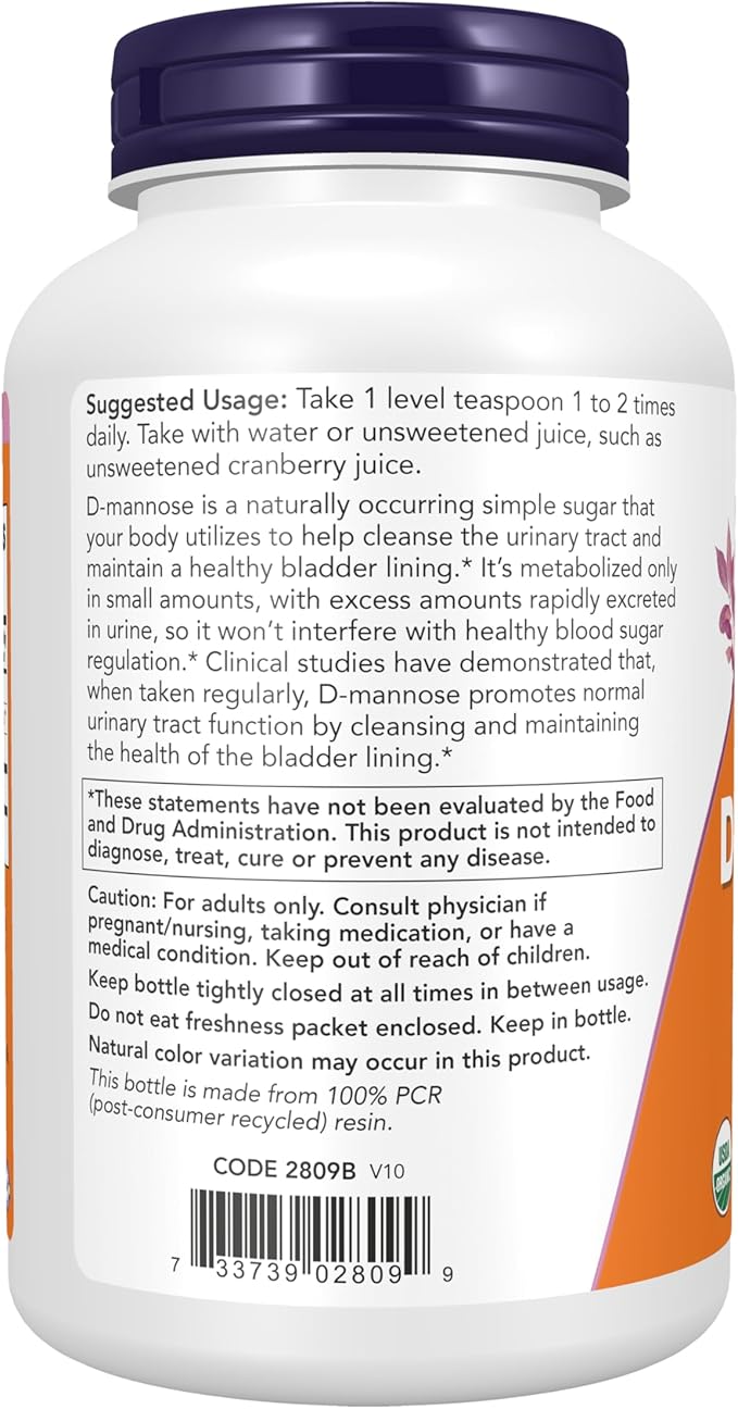 NOW Foods Supplements, D-Mannose Powder, Non-GMO Project Verified, Healthy Urinary Tract*, 6-Ounce