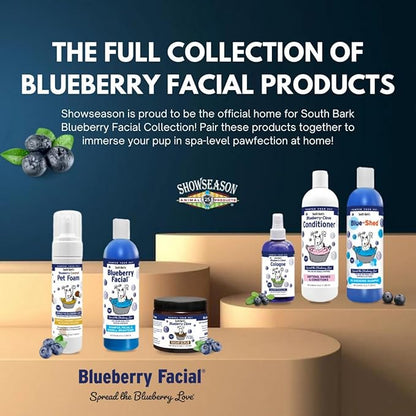 ShowSeason South Bark's Blueberry Facial® Pet Shampoo 12 oz. | Brightener & Tear Stain Remover, Long-Lasting Odor Eliminator, Cruelty-Free, Paraben-Free, Made in The USA, for Dogs and Cats