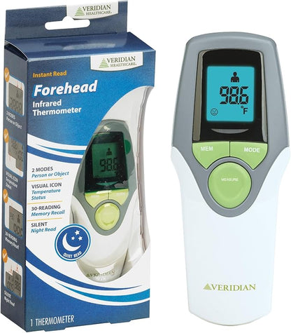Veridian Healthcare Infrared Thermometer | Forehead Measurements | 1-Second Readout | Hygienic Non-Contact | Whole Family Care | 3-Year Warranty