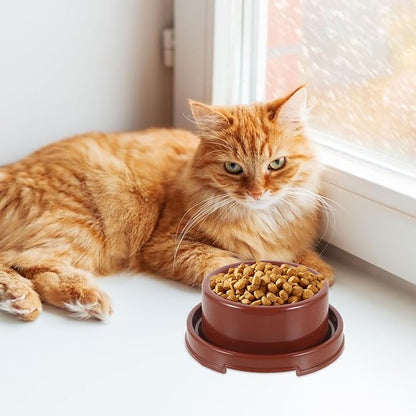 Plastic Pet Feeding Bowl and Water Dish, Brown Pp Dog Food Holder, Indoor Single Round Pet Feeder Bowl for Puppies and Dogs