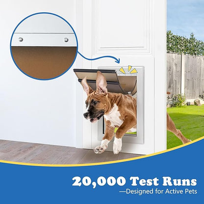 Large Dog Door for Door - Aluminum, Lockable for Safety, Easy in & Out, Extreme Weather Resistant, Up to 110 lbs