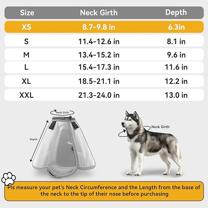 Upgraded Dog Cone Collar for Large Medium Dogs, Soft Dog Cone with Double-Layer Design, Adjustable Pet Recovery Collar for Dogs After Surgery, Elizabethan Collar (XS, Grey)