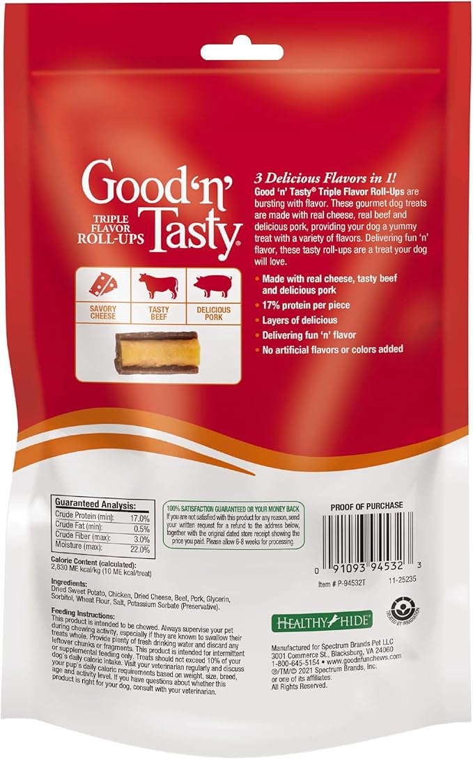 Good'n'Fun Good 'n' Tasty Triple Flavor Roll Ups 4 Oz Cheese, Beef, Pork