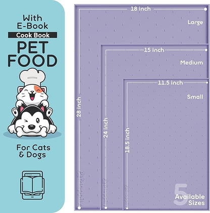 Dog Food Mat - 24x15 Raised Edges Dogs Mat for Food and Water Prevent Spill, Waterproof Cat Food Mats Protect Floors, Easy Clean Dog Bowl Mats for Food and Water, Silicone Pet Feeding Placemats