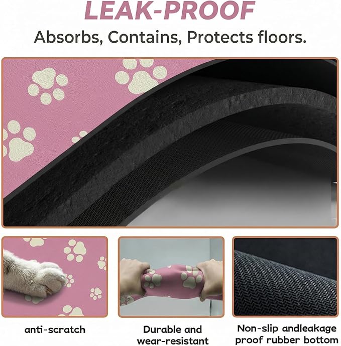 Pet Feeding Mat Dog Cat Food Mat Absorbent No Stains Quick Dry Rubber Bottom Anti-Slip Water Bowl Mats Easy to Clean for Indoor Pet Placemats Water Dispenser Mat