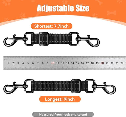 Dog Collar Safety Clip, Reflective Double-Ended Backup Connector for Harness to Collar, Adjustable Safety Clip for Prong, Pinch Collars, Prevents Escapes & Accidental Disconnection