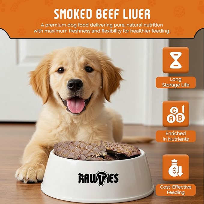 Premium Smoked Beef Liver for Dogs – 100% USA-Sourced Raw Meat Dog Food – Grain-Free, No Fillers, High Protein Nutrition for Small & Large Breeds, 2 Pack