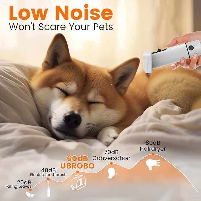 ubrobo Dog Grooming Vacuum, Dog Grooming Kit with Pet Clippers, 12,000Pa Pet Hair Grooming Vacuum for Dogs, Vacuum Brush for Shedding Grooming, Low Noise Home Cleaning Tool in 1, PG10 Black