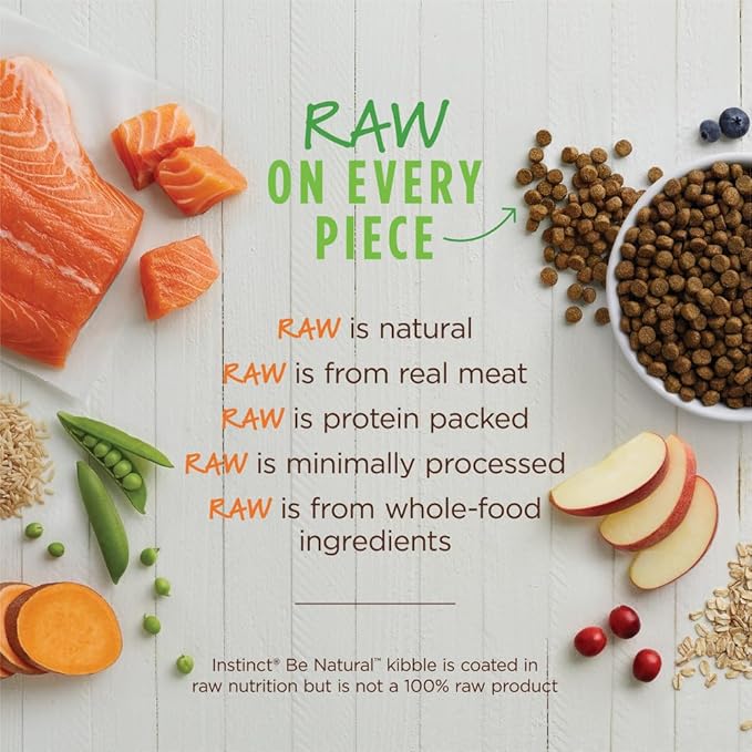 Instinct Be Natural, Natural Dry Dog Food, Raw Coated Kibble - Real Salmon & Brown Rice, 24 lb. Bag