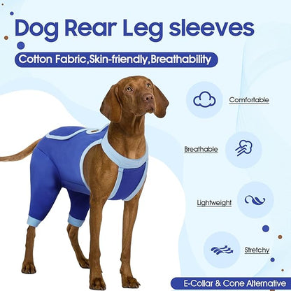 IDOMIK Recovery Suit for Dogs Hind Legs|Dog Surgery Suit for Female Spay Male Neuter,Dog Leg Sleeve to Stop Licking Rear Legs,Long Sleeves Wound Cover Onesie Shirt for Dogs,Cone Collar Alternative