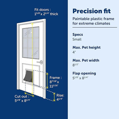 PetSafe Extreme Weather Pet Door - Insulated Weather-Resistant Dog & Cat Door with Durable Plastic Frame - Maximum Energy-Saving Efficiency - Small - for Dogs & Cats up to 15 lbs