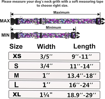 Martingale Collar for Dogs with Buckle Floral No Pull Training Dog Collars (Purple Floral, Medium)