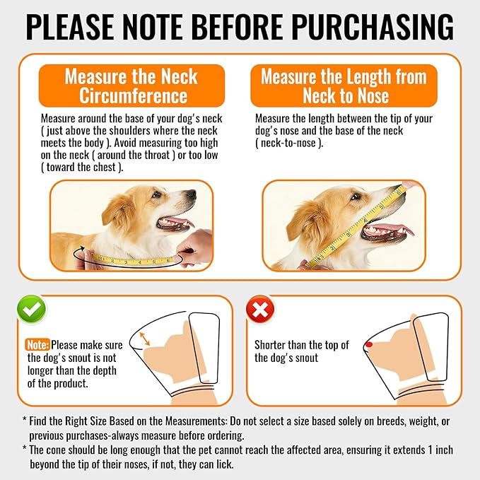 MAXFUT Soft Dog Cone Collar,Foam Cone for Dogs to Stop Licking After Surgery,Non Inflatable Dog Donut Cone (Orange, XL)
