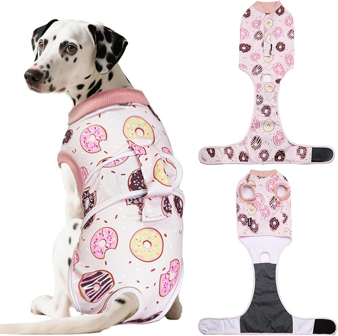 Dog Surgery Suit, Breathable Surgical Recovery Suit for Female Spay Male Neuter, Anti-Licking Surgical Recovery Suit for Abdominal Wounds Skin Disease, Pink, Small