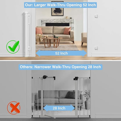 PRObebi Retractable Baby & Dog Gate - Extends to 54" Wide, 34" Tall - Stair, Doorway & Hallway Use