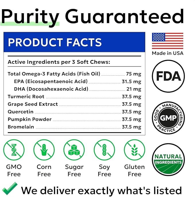 BARK&SPARK Dog Allergy Relief Soft Chews for Skin Health & Seasonal Allergies - Anti-Itch Supplement w/Omega-3, Quercetin & Bromelain Immune Treats for Dry Skin & Hot Spots - Chicken - 180ct