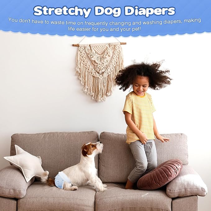 Ambreview Dog Diapers Female, Disposable Pulled Up Dog Diaper with Stretchy Waist, Super Absorbent 360° Leak-Proof Doggie Diapers for Female Puppy Dogs in Heat/Urinary Incontinence (30S)