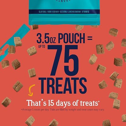 Stewart 100% Beef Liver Dog Treats, 3.5 oz Pouch, ~75 Pieces, Freeze Dried Raw, Single Ingredient, 50% Protein Training Treats or Meal Topper, Grain Free, Gluten Free
