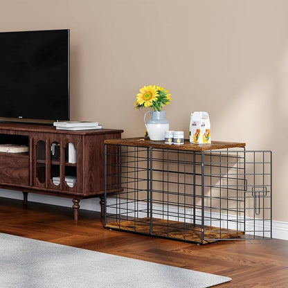 24 Inch Extra Small Dog Crate Furniture - Stylish Durable Indoor Dog Kennel with Storage Top & Secure Lock, Dog Crates for Small Dogs Under 7 lbs, Decorative End Table Pet House