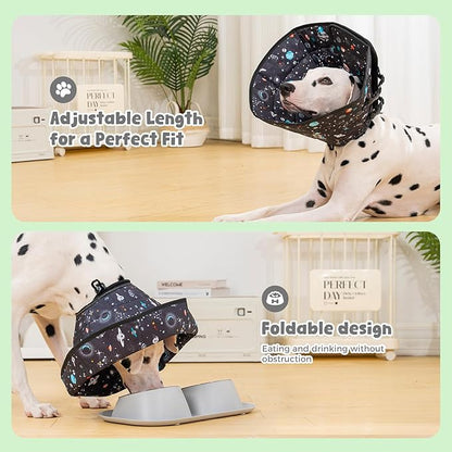 Avont Dog Cone Alternative, Adjustable Soft Comfy Foldable E Cones for Medium Large Dogs After Surgery, Escape-Proof Elizabethan Collar for Surgical Wound Recovery Stop Licking -Star(L)