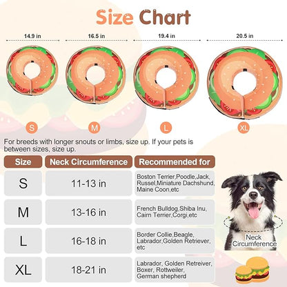 BEAUTYZOO Dog Cone Alternative After Surgery for Large Medium Small Dogs, Soft Inflatable Cone Collar for Dogs Cats, Dog Neck Donut E Collar Pet Recovery Collars to Stop Licking, Brown Burger, M