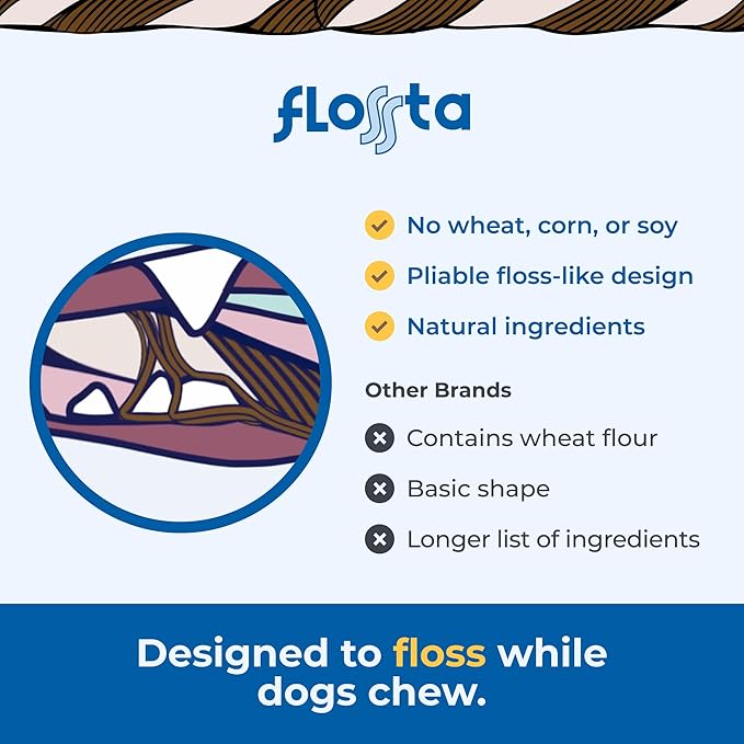 N-Bone FLOSSta Dental Chews for Dogs – Natural Beef Liver Flavor, No Dyes, Grain-Free, Breath Freshening, Plaque & Tartar Control, Digestible Teething Aid – 12 oz Bag