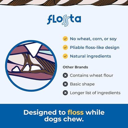 N-Bone FLOSSta Dental Chews for Dogs – Natural Beef Liver Flavor, No Dyes, Grain-Free, Breath Freshening, Plaque & Tartar Control, Digestible Teething Aid – 12 oz Bag