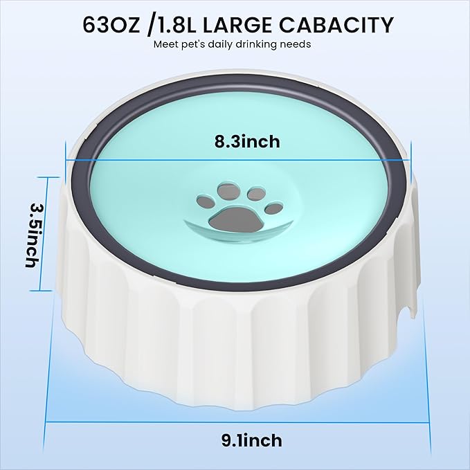 Dog Small Animals Water Bowl No Spill 70oz/2L Large Capacity Dispenser Non Slip No Splash Small Animals Bowl Pet Slow Feeder No Drip Dog Water Bowl on Vehicle for Dogs and Cats - Green