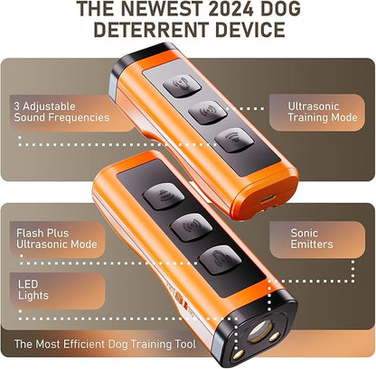 2 Pack Dog Bark Deterrent Devices, Rechargeable Anti-Barking Device for Dogs, 50ft Long-Range Ultrasonic, Correct Your Dog's Bad Behavior at the Push of a Button,Suitable for Small, Medium, Large Dogs
