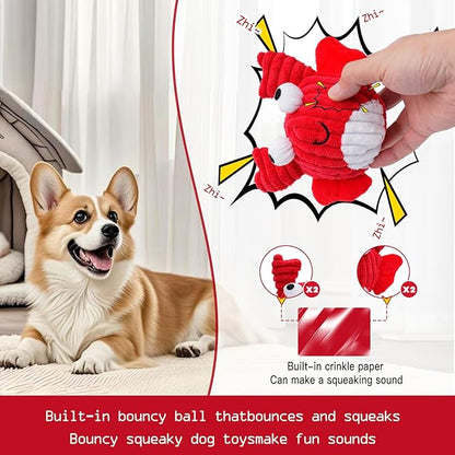 Interactive Squeaky Dog Chew Toy,No Stuffing Interactive Chew Toy for Small Medium Large Dogs, Training Reward Gift for Pets(red Crabs)