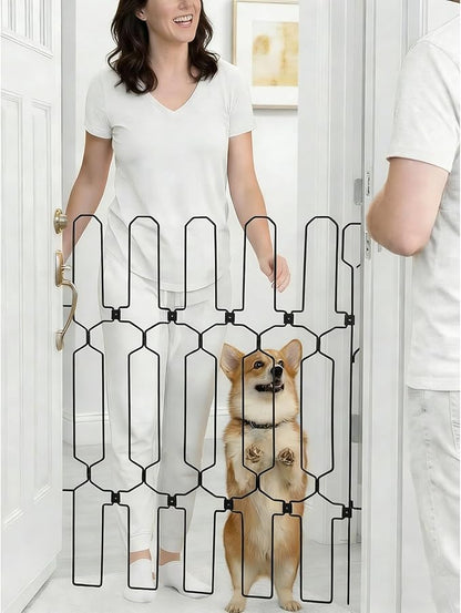 Expandable Pet Gate for Dogs & Cats – Retractable Mesh-Free Safety Barrier, Adjustable Width 2"-35", Portable Foldable Dog Fence for Doorways, Stairs, Hallways, No Drilling, Easy to Install