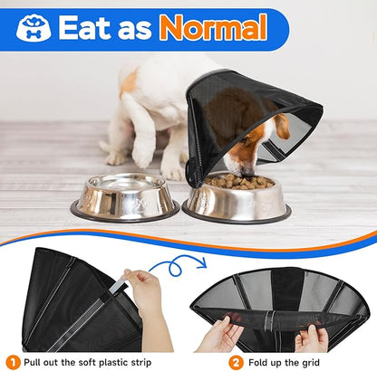 Breathable Mesh Dog Cone Collar for Surgery, Soft Elizabethan Recovery Alternative to Stop Licking,Pet Neck Collar for Large Medium Small Breeds(Navy Black,5)