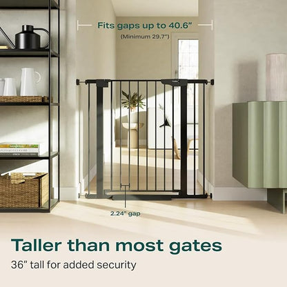 Cumbor 36" Extra Tall Baby Gate for Stairs, 29.7-40.6" Wide Dog Gate for Doorways, Pressure Mounted Auto-Close Pets Gates for Dogs Indoor, Durable Safety Child Gate, Mom's Choice Awards Winner, Black