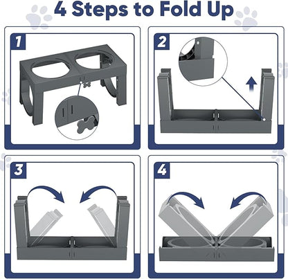 XIAZ Elevated Dog Bowls Large Breed Raised Dogs Bowl Stand Large/Medium Sized Dog Slow Feeder Dogs Bowls Food Water Stands 5 Heights Adjustable 9/11/12/14in Pet Feeder Dish Station