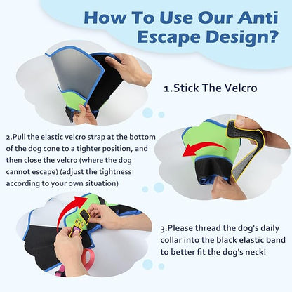 Hard & Heavy Plastic Dog Cone Collar Alternative for Lab Golden GSD (Small&Medium Sized),Pet Neck Head Protective Cone Anti-Lick, Adjustable Elizabethan Recovery Collar Cone of Shame for Healing