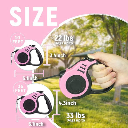 Retractable Dog Leash Automatic Telescopic Tractor Dog Tape, Pet Tape 10/16 FT Durable and Convenient, with Non-Slip Handle, Suitable for Small and Medium-Sized Dogs