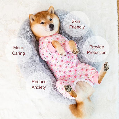 Dog Recovery Suit for Small Medium Large Dogs, Pet Onesie After Surgery Comfort Dog Bodysuit Anti Licking (Large, Pink Bunny)