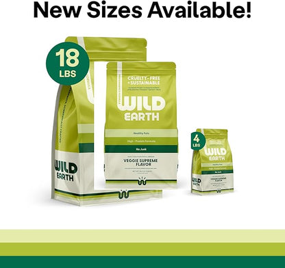 Wild Earth Vegan Dry Dog Food Performance Formula | Plant-Based Vegetarian Kibble | Wheat-Free, Allergen-Free, Veterinarian-Developed | Veggie Supreme Flavor, 18lb Bag