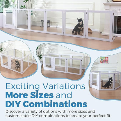 Heavy Duty Clear Acrylic Dog Playpen, 32" Height Transparent Pet Pen, Metal Frame Easy Assemble Kennel Enclosure, Ideal for Small to Medium Dogs, Cats, and Other Small Pets