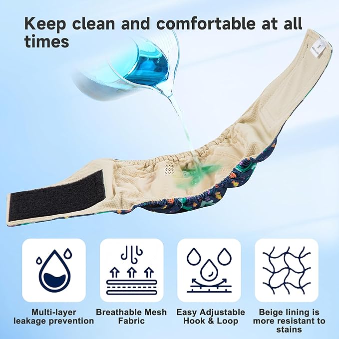 Male Dogs Diapers Belly Bands(4Pack), Washable Reusable Male Boy Doggy Wraps Panties for Doggie Puppy Pooping Potty Training Incontinence Marking Pañal para Perro XX-Large